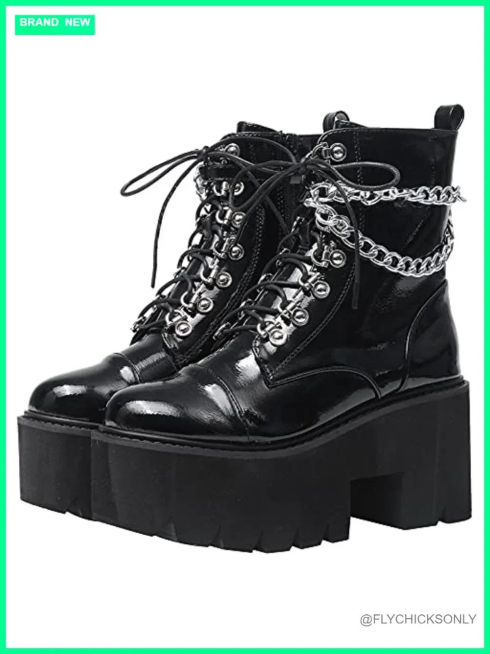 Women's Platform Ankle Boots Studded Combat Booties Waterproof Leather